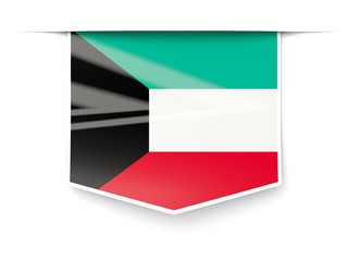 Square label with flag of kuwait