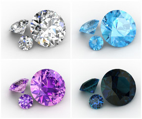 Set of colored gems (high resolution 3D image)