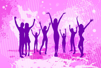 Dancing Pink Colorful Dance Banner People Crowd