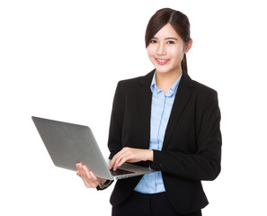 Asian businesswoman use of laptop computer