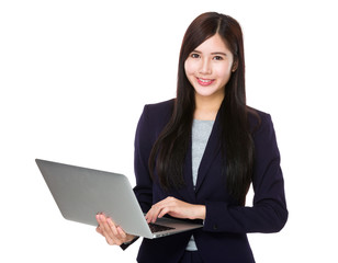 Asian businesswoman use of laptop computer