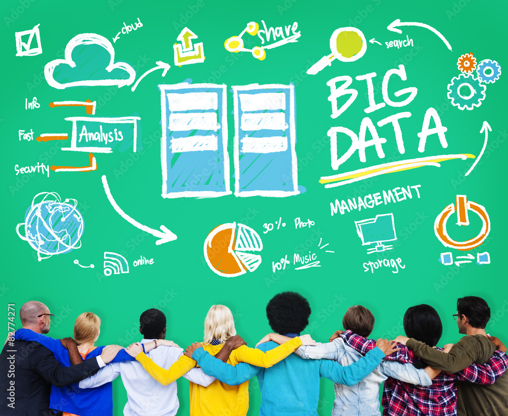 Poster big data storage online technology database concept
