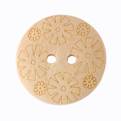 Wooden buttons isolated on white background