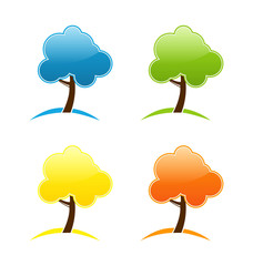 Four seasonal icons with tree