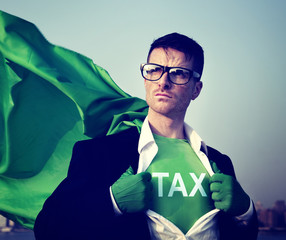 Strong Superhero Businessman TAX Concepts