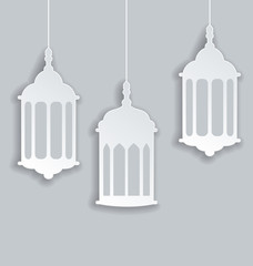 Paper Arabic lamp with shadow for Ramadan Kareem