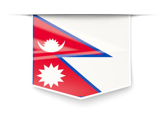 Square label with flag of nepal