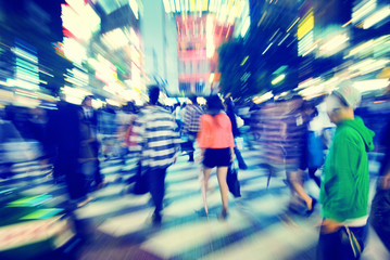Crowd Pedestrian Walking Japan Concept