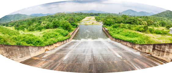 The spillway of the dam catchment panorama