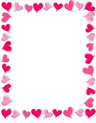 Pink and red heart frame / border
