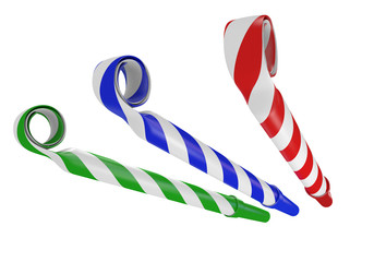 3D noisemaker paper horns for birthday parties and celebrations - 82776297