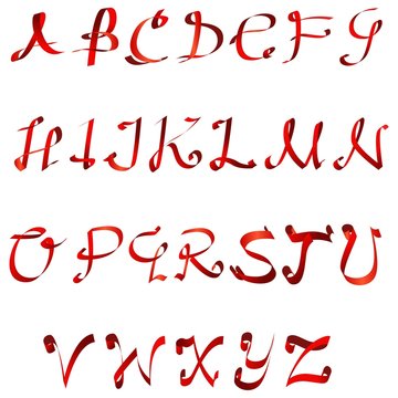 Red Glamor Ribbon alphabet