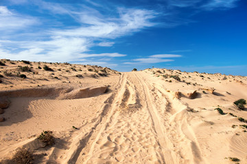 The road to the sandy desert