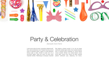 party and celebration elements on white background