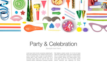 party and celebration elements on white background