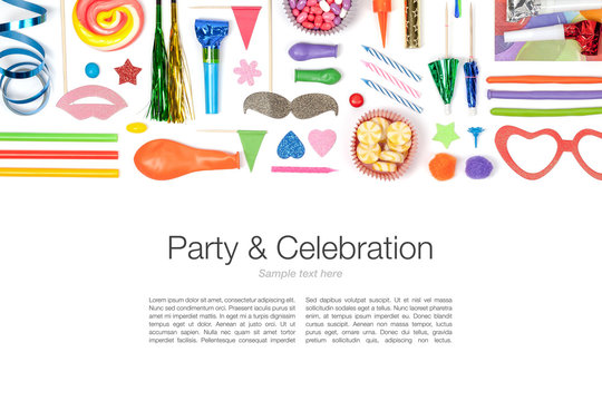 party and celebration elements on white background