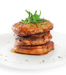 Steak with rosemary on a plate