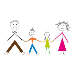 Happy family in drawing style