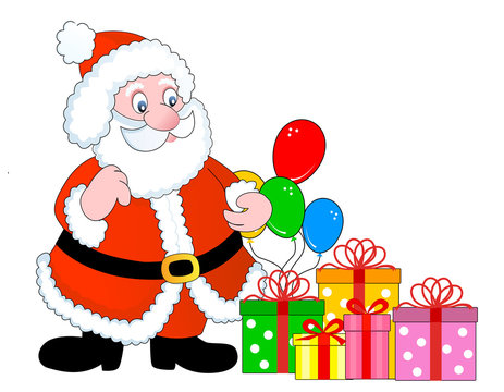 Santa claus and gift boxes