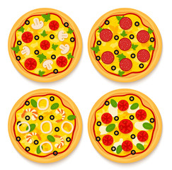 set of pizzas