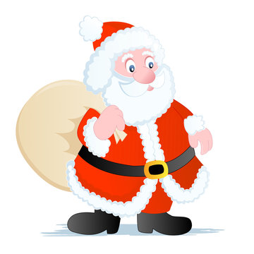 Santa with a toy bag isolated on white