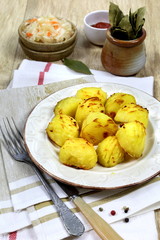 Fried potatoes and sauerkraut