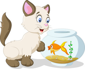 Cartoon cat and fish