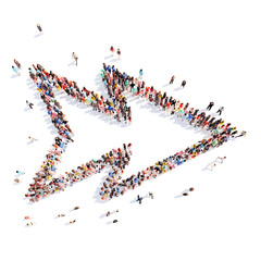 People in the form of arrows.