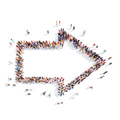 People in the form of arrows.