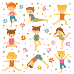 Obraz na płótnie Canvas Cute yoga kids