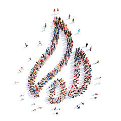  people in the form of a flame, flash mob.