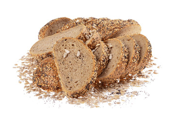 Slices whole grain bread decorated 