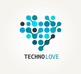 Technology blue heart
