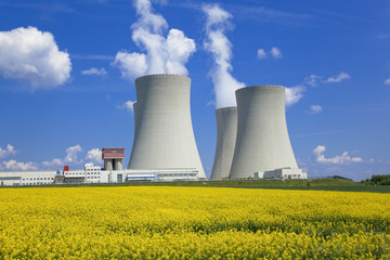 テメリンの原子力発電所と菜の花畑