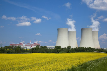 テメリンの原子力発電所と菜の花畑