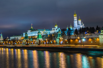 Fototapeta na wymiar Night view on Kremlin castle in Moscow