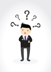 Businessman with question marks Concept