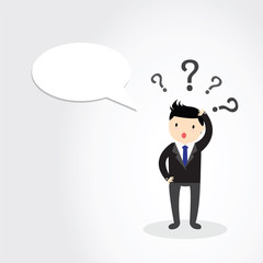 Businessman with question marks Concept