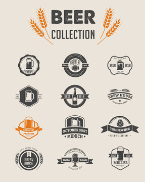 Collection of flat vector Beer icons and elements