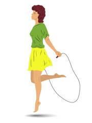 silhouette girl skipping rope
