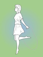 silhouette girl skipping rope
