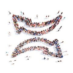 People in the form of arrows.