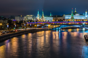 Fototapeta na wymiar Night view on Kremlin castle in Moscow