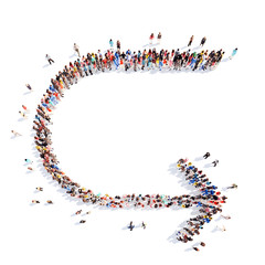 People in the form of arrows.