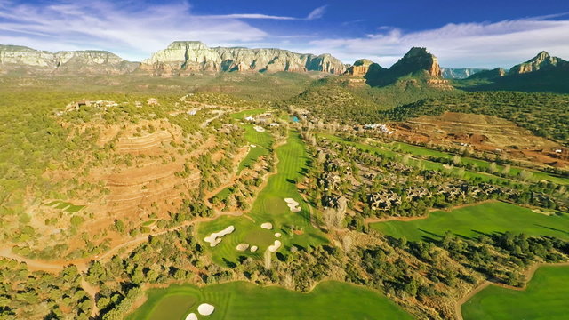 Aerial view of a golf course