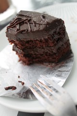 Eaten chocolate cake, so sweet and delicious one
