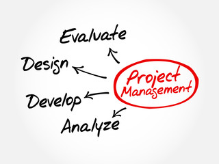 Project Management business product development mind map concept
