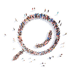 People in the form of a magnifying glass.