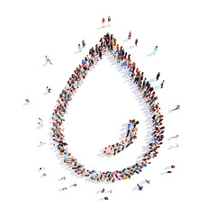 people in the form of drops.