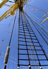 The mast of a sailing ship